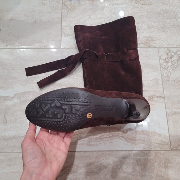 Stunning Suede Knee-High Women's Boots. Chocolate. EU 38. US 8. Paco Herrero. - Picture 9 of 10